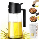 Glass Oil and Vinegar Dispenser, Non-Slip Handle Container for Kitchen Cooking, Oil Dispenser Bottle For Pouring Olive Oil, Vinegar, Soy Sauce.
