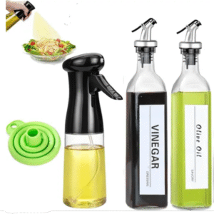 Cooking, BBQ, Baking, Grilling, Roasting, Pasta, Salad, 500 Ml Oil Dispenser For Kitchen combo Qty-2 & Foldable Funnel-1 And 210 ml Olive Oil Vinegar Sprayer Glass Bottle Qty-1 || packing- 4 pic ||