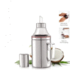 Stainless Steel (with Handle) 1000 ml Cooking Oil Dispenser Oil Nozzle Dropper Container, Dust & Leak Proof Oil Bottle Pourer with Handle, Oil Pot, Vinegar Dispenser (Silver) (Pcs of 1)