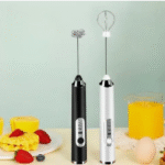 Handheld Milk Frother Rechargeable, 3-Speed Electric Frother for Coffee with 2 Whisks, Coffee Frother Mixer, Stand-up Design, for Cream, Latte, Cappuccino and for Butter Milk