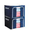 Organizer For Storage |66 Liter Pack Of 2 | Cloth Storage Organizer For Wardrobe| Foldable Steel Frame Fabric Box with Handles Shelf Basket | Saree, Blankets (Oxford Fabric, Blue)
