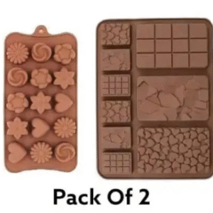 Chocolate moulds,Silicone Material For Shaping The Jelly mould, Candy mould, Chocolate Making ,Chocolate Biscuit Waffle Shape Rectangle Mould Silicone Molds (Pack Of 2)