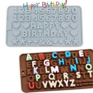 Silicone Alphabet Mould, Numbers Mold, 2 Pcs Non-Stick Baking Mold Silicone Aphabet Letter Mold and Number Chocolate Molds with Happy Birthday Cake Decorating, Jelly Candy, Gummy Mould