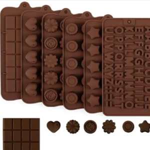 MoldBerry Silicone Chocolate Molds Heart,Letter, Break Apart, Star Shape Candy Molds with for Valentine Chocolate Gummy Hard & Soft Candies (Pack of 4)