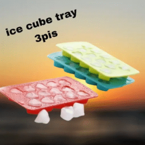 14 Grid (Pack of 3) Heart Shape Plastic Ice Cube Tray, Chocolate Mould Refrigerator Ice Cube for Cocktail,, Fruit, Soft Drink (Multi Color)