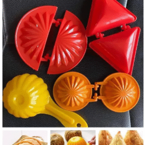 Plastic Mould Dough Press for Gujiya, Samosa,Modak and Kachori with Ladoo Making Spoon for Home and Kitchen Multicolor