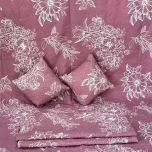 5pc bedsheet set (1King size Bedsheet + 2 Pillow Covers (WITH ZIP)with Embroidery+ 2 Cushion Cover (WITH ZIP)with Embroidery with filler) Heavy Quality Multicolor QUILTED five piece set