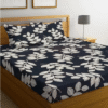 "Luxury Cotton Printed Double Bed Bedsheet Set | Soft & Breathable King Size Bedsheet with 2 Pillow Covers | Stylish Leaf Design for Bedroom Décor"