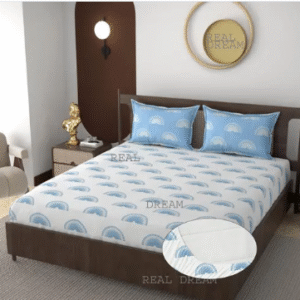 Real Dream Fitted Elastic Bedsheet For Double Bed Size (72*78*8) Inches With 2 Pillow Cover And For Single Bed Size (36*72*8) With 1 Pollow Cover.