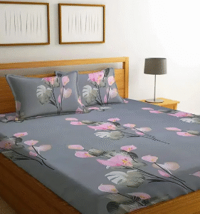 Glace Cotton Bedsheet For Double Bed With 2 Pillow Covers