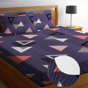 Cotton Feel All Around Elastic Fitted Glace Printed King Size Double Bed Bedsheet with 2 Large Pillow Covers Fits Upto Mattress of 8 Inches,Size - 72 x 78 x 10