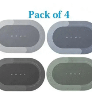 4 piece Bathroom MAT,Door Mat, Floor Mat, Bath Mat , Doormat , Bathroom Carpet | Cushion Mat Super Absorbent Soft Carpet, Quick Dry Dirt Barrier for Home, Office ( Round ) (40x60cm) (Any Colour) (Pack of 4)