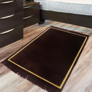 Velvet Prayer Mat 44x28 inch Musalla Janamaz for Namaz Muslim Brown 311100