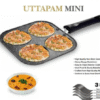Non Stick Grill Pan Mini Pan Uttapam Tawa Aluminum Multi Snack Maker 4 Cavity, Pancake Maker (Black)