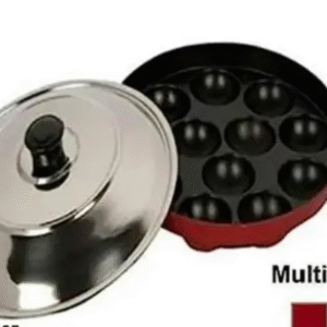 Non Stick Appam Pan, unniyappam Chatti with S.S.Lid 12 Cavities Paniarakkal with Lid 1 L capacity 23 cm dia. (Aluminium, Non-stick)