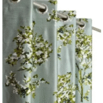 Polyester Full Tree Abstract Room Darkening SingleCurtain for Door, Window,7 Feet, 5 Feet (Green, Pack 1)