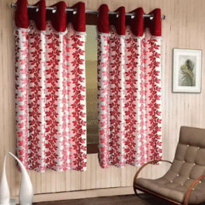 Fancy Curtain Polyester 5ft Window Pack of 2 -Maroon