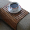 Rectangular Brown Wooden Tray For Sofa Armrest Serving Coaster I Rollable Mat For Dining Table, Hot Pot Holder