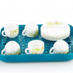 Durable Multi-Use Plastic Serving Tray with drainer plat Rectangular Serving Platter-Unbreakable Large Tray for Kitchen Home / serving tray / glass tray for office (Blue,1pcs)