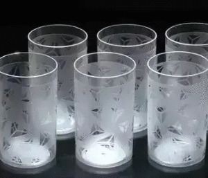 6 Pcs Plastic Diamond Design Unbreakable Stylish Transparent Water Glass/Juice Glass/Beer Glass/Wine Glass Set ( 300 ML ,Clear)