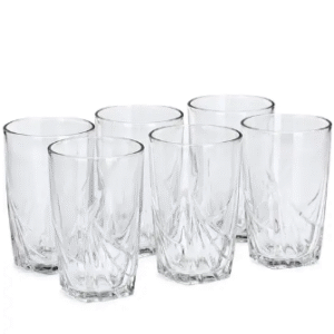 Premium Juicee and Water Glass Stylish Crystal Highball Drinking Glasses for Water, Juicee, Milk, lassi, Cocktails | Pack of 6 | 300 ML | Transpharant