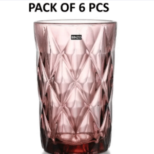 Colour Water Glasses, Set of 6, 400 ml, Purple Color Highball Tumblers, Heavy, Durable, High Quality, Imported