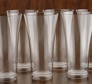 6 Pcs Round Long Unbreakable Transparent BPA Free Food Grade Plastic Fiber Drinking Water Glass Set, Juice Glass, Cocktail, Lassi, Soda, Milkshake, Beer Glass, Wine Glass Set