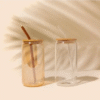 Coffee, Juic, Soft drink tumbler with straw and wooden lid (Pack of 2)