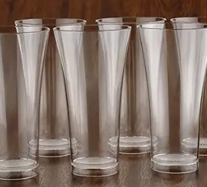 6 Pcs Round Long Unbreakable Transparent BPA Free Food Grade Plastic Fiber Drinking Water Glass Set, Juice Glass, Cocktail, Lassi, Soda, Milkshake, Beer Glass, Wine Glass Set