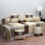 these supersoft diwan set which contains 1 single bedsheet, 2 bolster covers & 5 cushion covers.