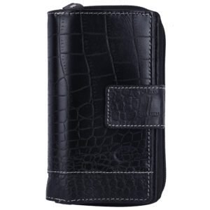 Delfin Genuine Leather Wallet for women | Multi Slots Ladies Wallet (Black)