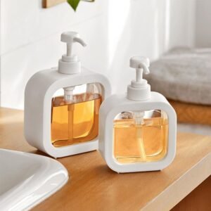 Emoh Roced Hand wash Dispenser Bottle Refillable Soap Dispenser for Bathroom Kitchen Hand Soap Dish Soap Shower Gel Shampoo Lotion Liquid Dispenser Empty Bottle Pack of 1 (White)