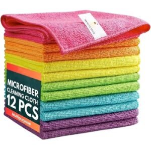 Showstopper Microfiber Cleaning Cloth | 12 Pack | Kitchen Cleaning Cloths and Wipes | Dusting Cloth for Home Cleaning | Home Essentials Products | 40cm X 40cm | 6