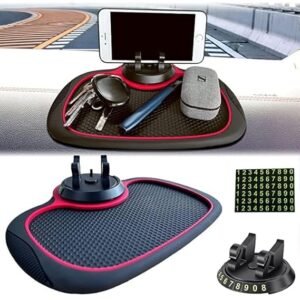 GROX Multifunctionr Anti-Slip Mat Auto Phone Holder,Mount Silicone Pad Mat, Rotatable Anti Skid Dashboard Sticky Pad,Universal Phone Holder for Phones, Keys, Gadgets