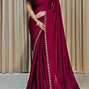 DWARKA RED Chiffon Saree With Chiffon Blouse Piece