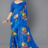 SHUBHSWAR Daily Wear georgette Saree with unstitched Blouse Piece