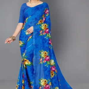 SHUBHSWAR Daily Wear georgette Saree with unstitched Blouse Piece