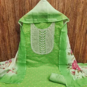 PiRN HEAVY CHANDERI BUTTI WITH NECK EMBROIDERY 🧵 WORK 1.9 MTS* INNER