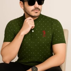 Green Color Half Sleeves T-Shirts For Mens