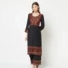 elegant acro wool black woven design dress material with dupatta set for women