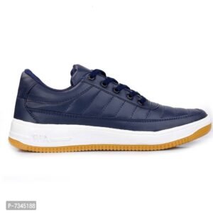 navy blue faux leather sneakers for men