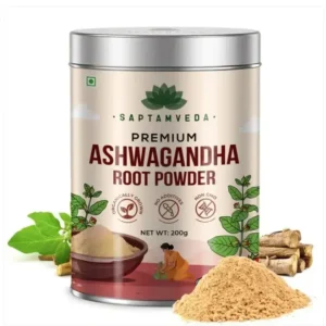 Saptamveda Premium Ashwagandha Powder (200gm Tin) | Stress Relief, Energy Boost