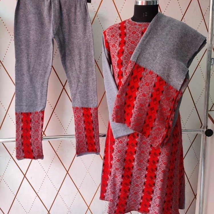 affordable stylish women woolen kurti/frock with duppatta set