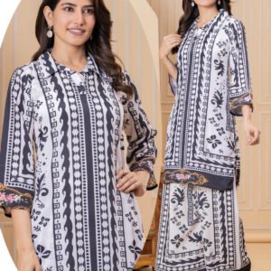 black and white printed co-ord set