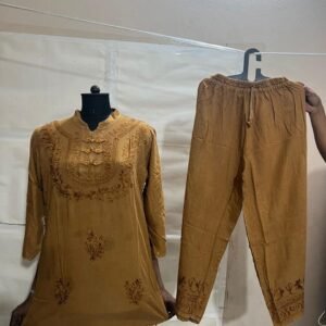 Golden Brown Embroidered Co-ord Set.