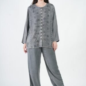 Charcoal Grey Embroidered Co-ord Set.