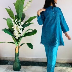 Teal Embroidered Co-ord Set.