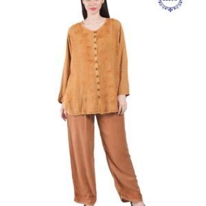 Brown Embroidered Co-ord Set.