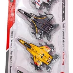 ONE MY CHOICE Die-Cast Aircraft Model Set, 4 Military Fighter Planes, Pull Back Function, Ages 3+