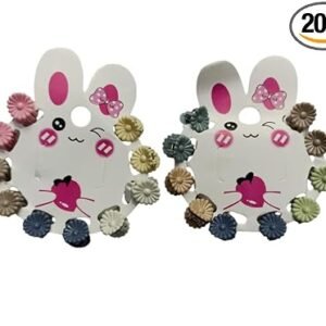 Cute Bunny Hair Clip Set with Floral Accents, pack of 20 pc children hair small clip set